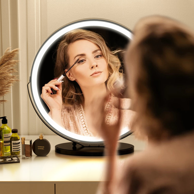 Everly Quinn Erkki Round LED Metal Dresser Mirror & Reviews Wayfair